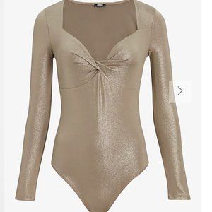 Express Body Contour Metallic Twist Front Thong Bodysuit (XS - NWT)